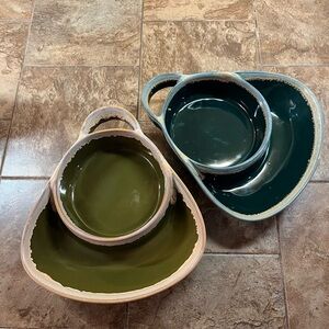 Ceramic Dinnerware Set - Olive and Teal